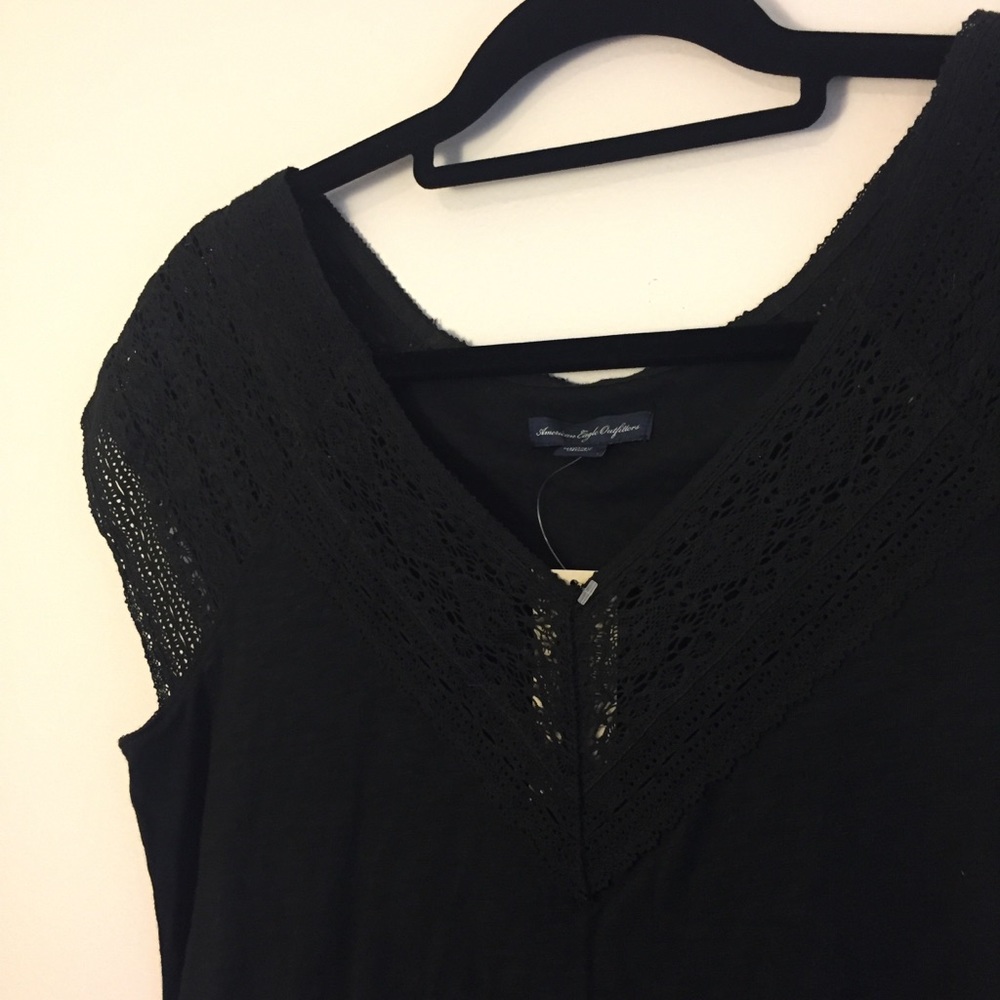 American Eagle Crochet V-neck Top NWT
